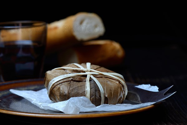 Banon goat cheese wrapped in chestnut leaves