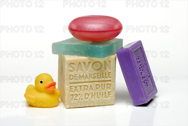 Various soaps with rubber duck