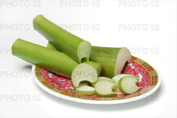 Taroleaf stalks on plates