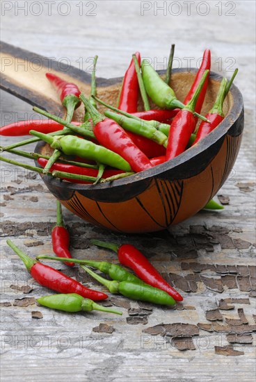 Peppers in wooden shovel