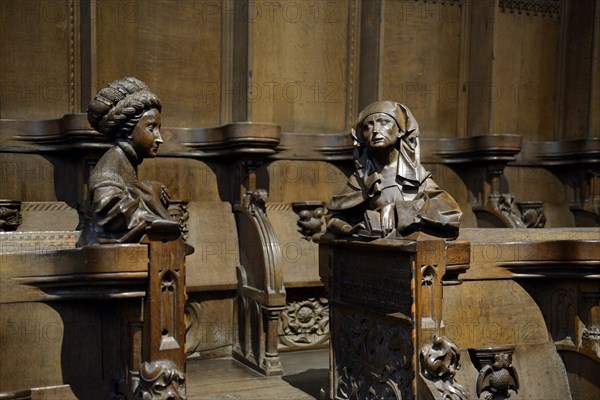 Church pews in the choir of the Ulm Cathedral