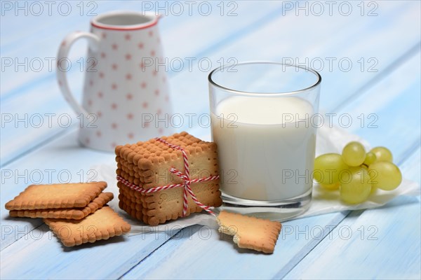 Butter biscuits and glass of milk