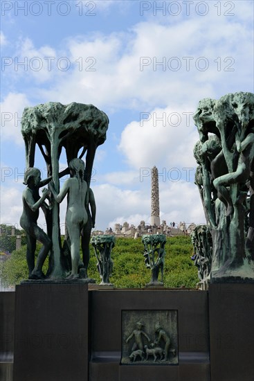 Fountain figures and monolith