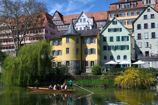 Old town of Tuebingen with Hoelderlin Tower on the Neckar