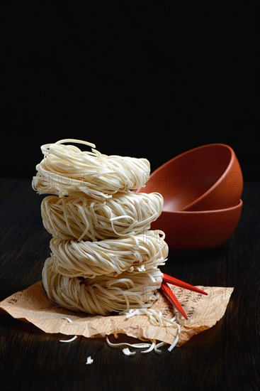 Chinese noodles and bowls