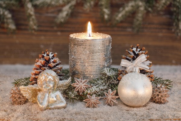 Natural Christmas decoration with candle