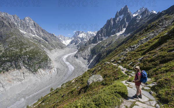 Climber on hiking trail