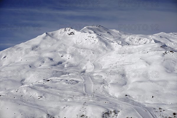 View of La Masse peak with ski slopes