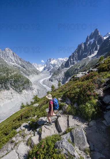 Climber on hiking trail