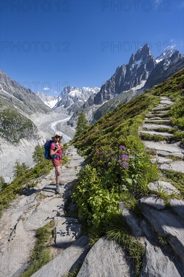 Climber on hiking trail