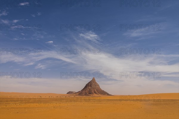 Desert scenery with striking rock