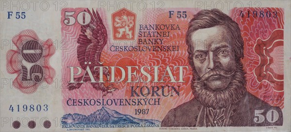 Old Slovak 50 Korun banknote with portrait of Ludovit Stur