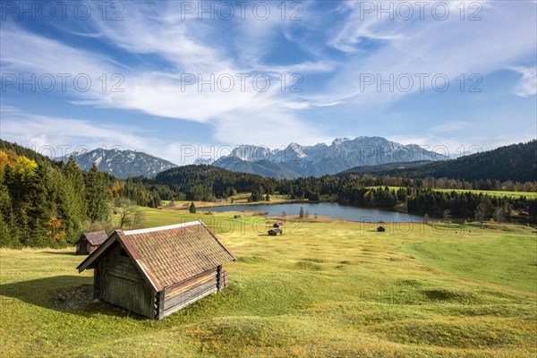 Heustadl in a meadow at the Geroldsee