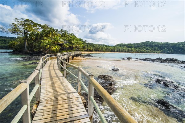 Long wooden pier in the Bom Bom Resort