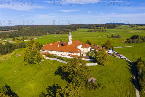 Aerial view of Reutberg Monastery