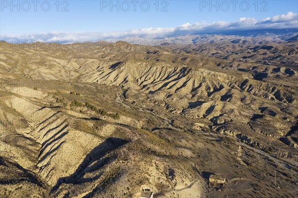 Bare ridges of eroded sandstone in the Tabernas Desert