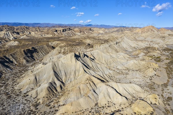 Bare ridges of eroded sandstone in the Tabernas Desert