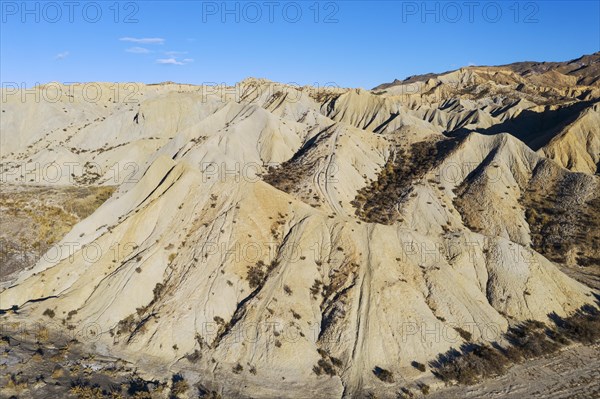 Bare ridges of eroded sandstone in the Tabernas Desert