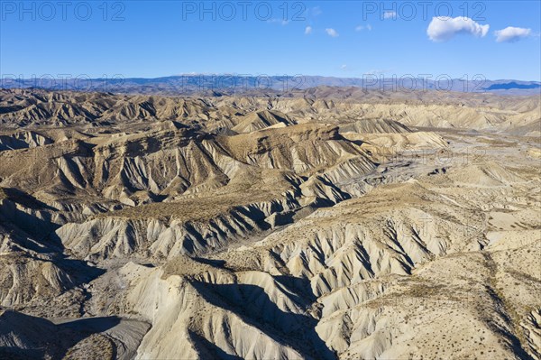 Bare ridges of eroded sandstone in the Tabernas Desert