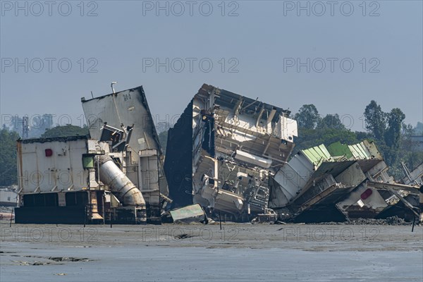 Close up of a huge container ship ready to getting break up