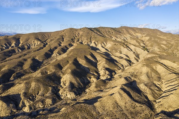 Bare ridges of eroded sandstone in the Tabernas Desert