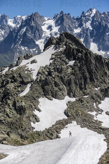 Hiker on snowfield