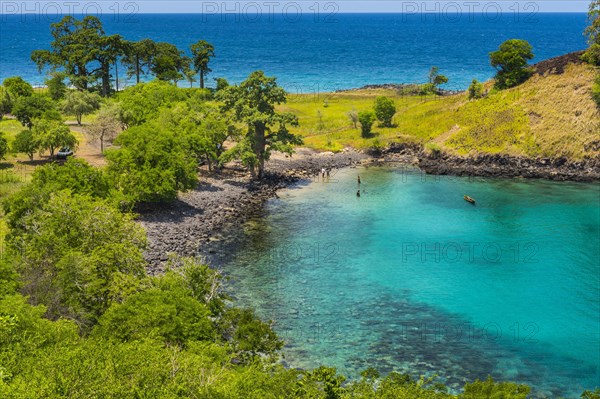 The turquoise waters of Lagoa Azul in northern Sao Tome