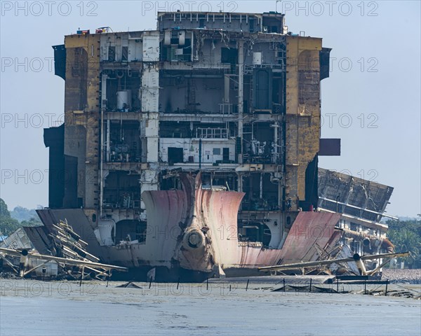 Close up of a huge container ship ready to getting break up