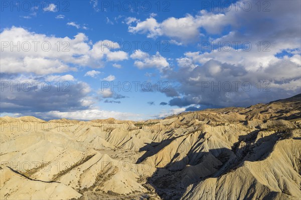 Bare ridges of eroded sandstone in the Tabernas Desert