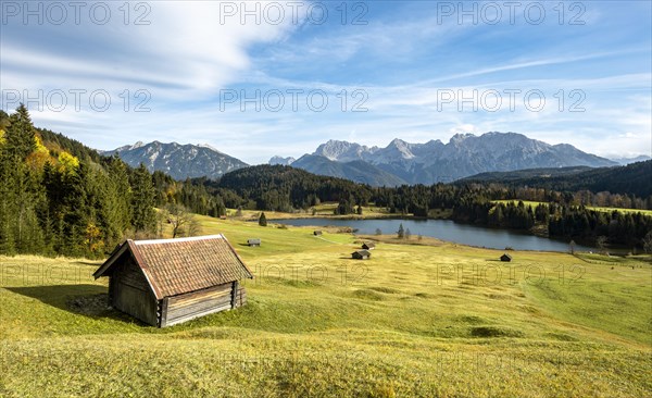 Heustadl in a meadow at the Geroldsee
