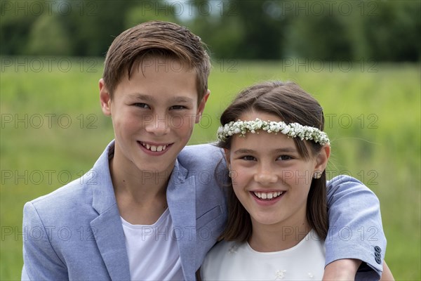 Brother and sister festively dressed