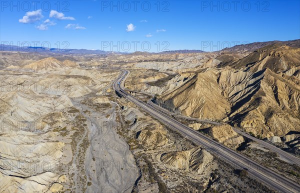 Bare ridges of eroded sandstone in the Tabernas Desert