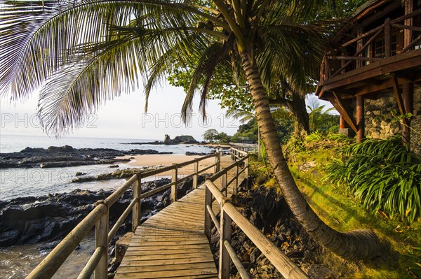 Long wooden pier in the Bom Bom Resort