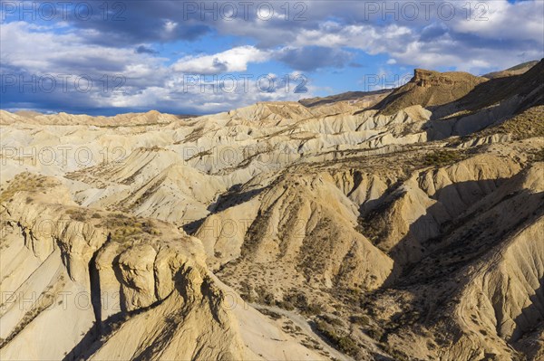 Bare ridges of eroded sandstone in the Tabernas Desert