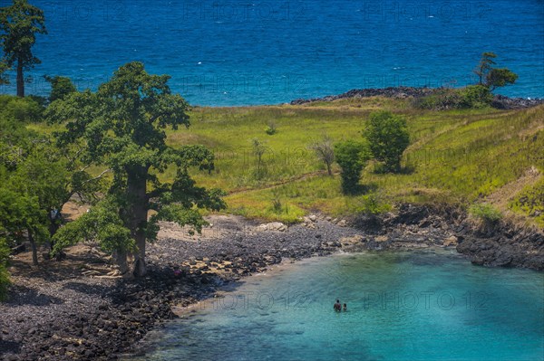 The turquoise waters of Lagoa Azul in northern Sao Tome