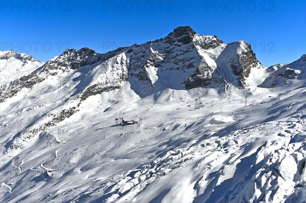 Saas-Fee ski area under the Egginer summit