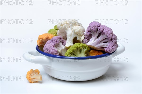 Colored cauliflower in a bowl