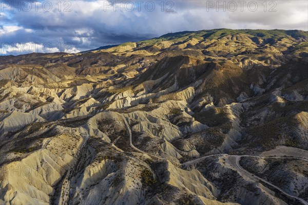 Bare ridges of eroded sandstone in the Tabernas Desert