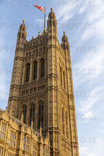 Victoria Tower with Union Jack