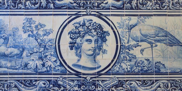 Azulejos decorating walls in Estoi Palace garden