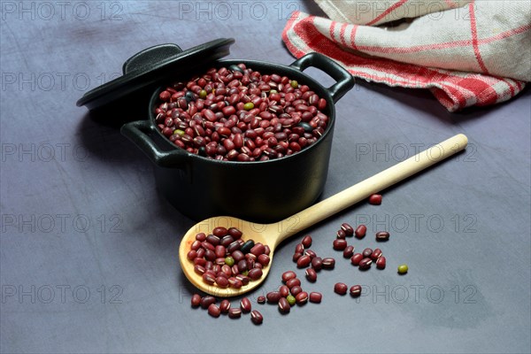 Dried beans in cast iron pot