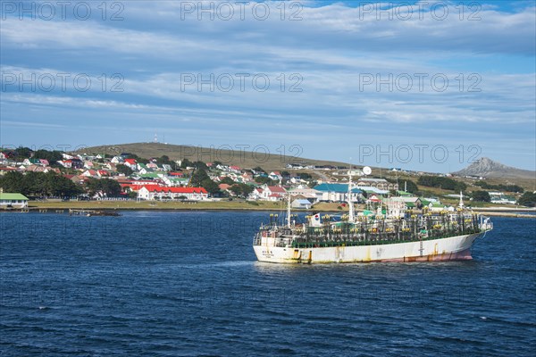 Chinese squid trawler in Stanley capital of the Falklands