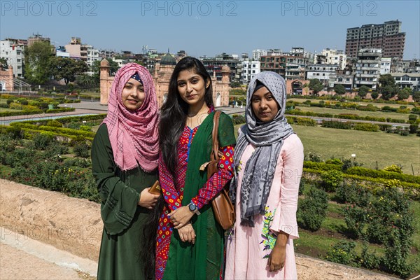Pretty dressed up girls in the Lalbagh Fort