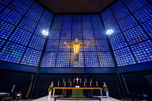 Altar room with resurrection Christ by Karl Hemmeter above the altar