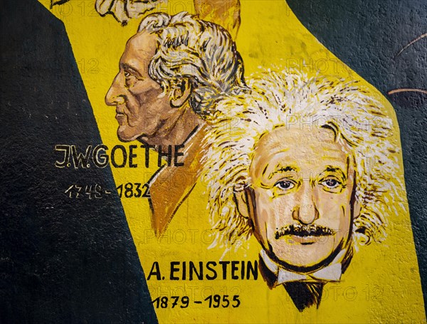 Graffiti Justitia with Goethe and Einstein