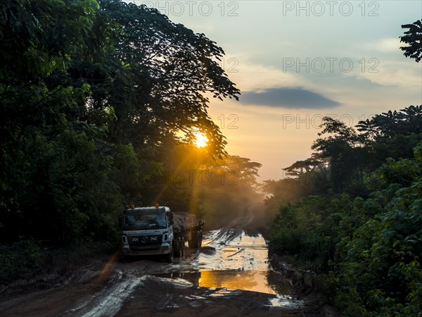 Empty loggin truck deep in the jungle of Cameroon