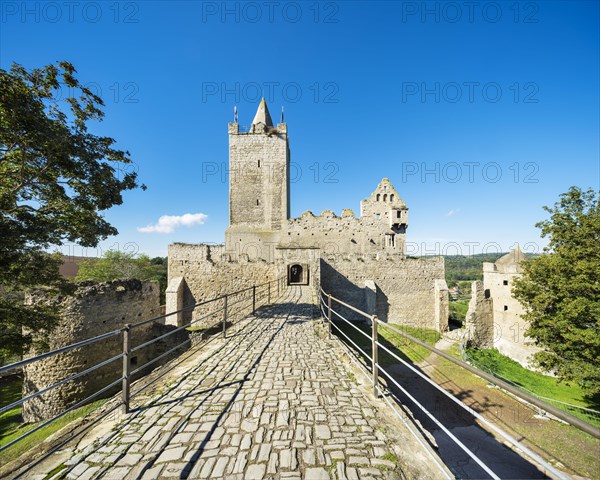 Rudelsburg castle ruins in the Saale valley near Bad Koesen