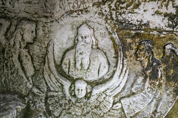 Wall carving in the Rock Monastery St. Dimitar Basarbovski dating from the 12th century