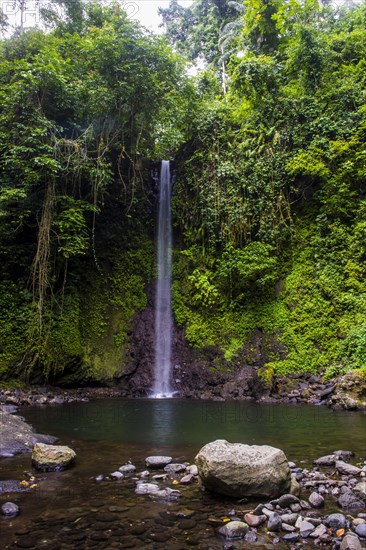 Waterfall cascade Bombaim in the jungle interior of Sao Tome