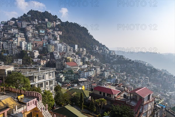 Overlook over the houses perched on he hills in Aizawl